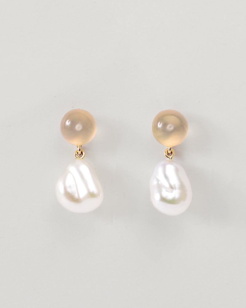 Calcedony and Pearl Earrings