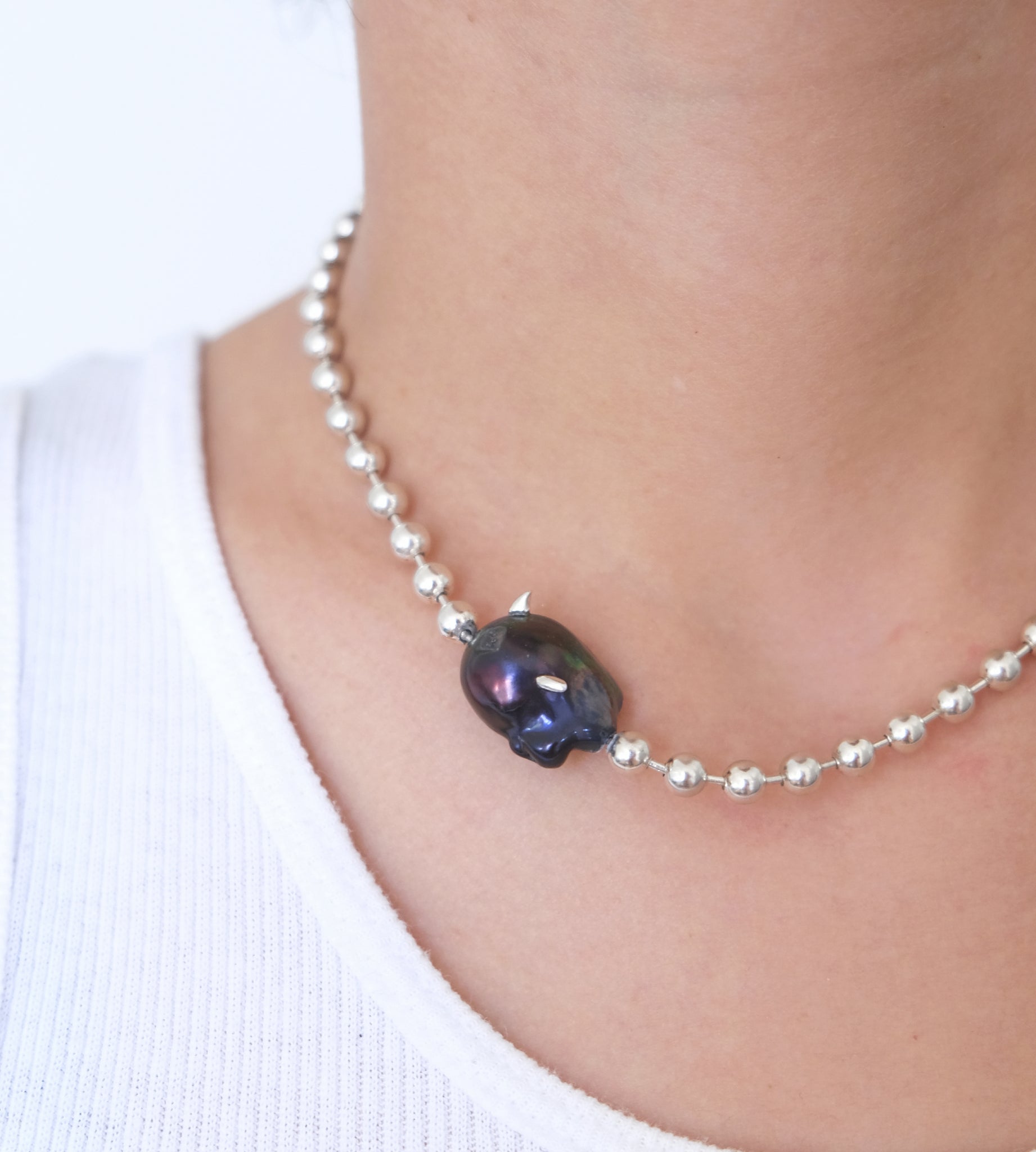 One *Blue* Perlita Necklace - Sterling Silver