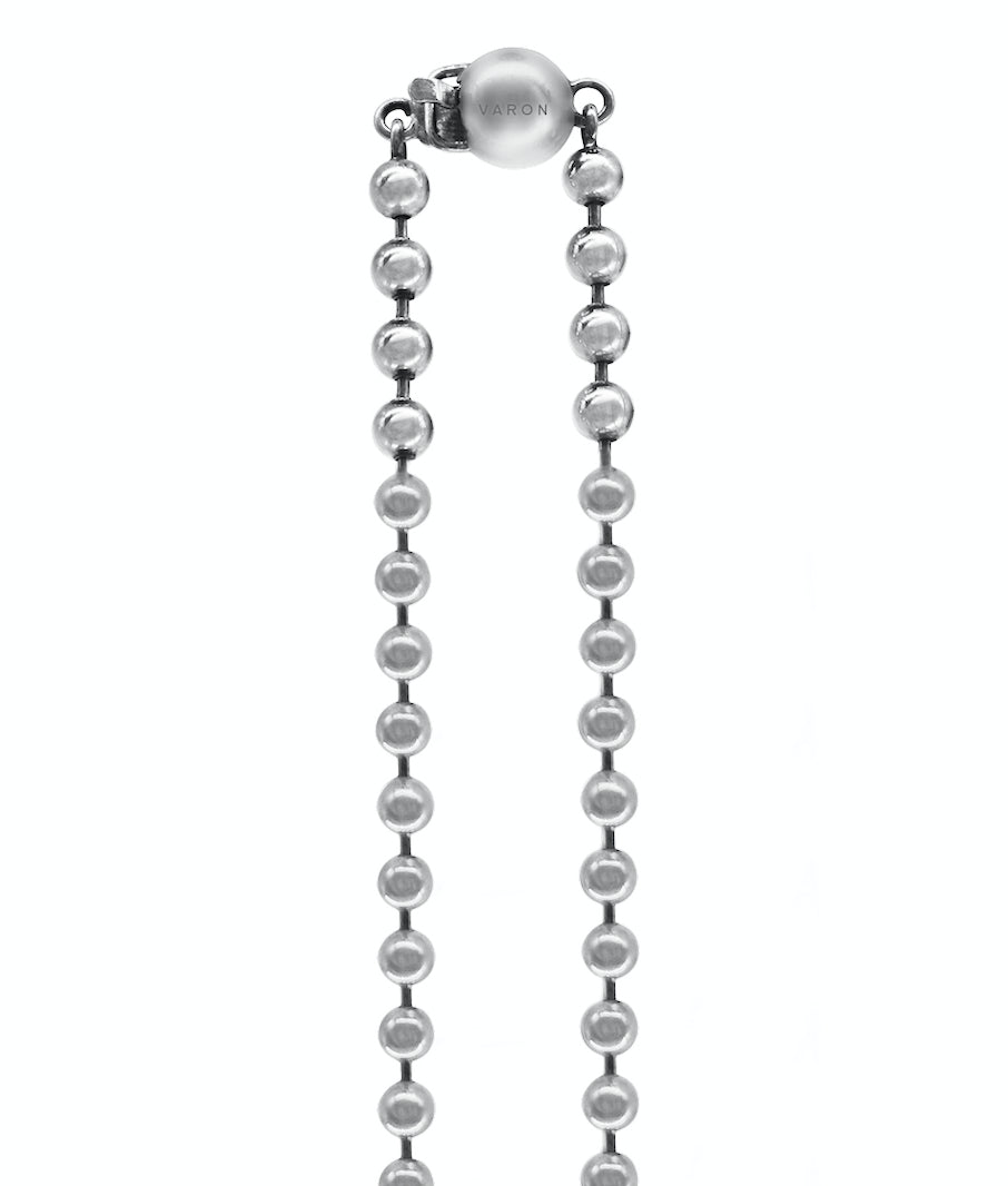 Solid 925 Sterling Silver Big 8mm Ball Bead Chain Moon Cut Dog Tag Mens  Necklace